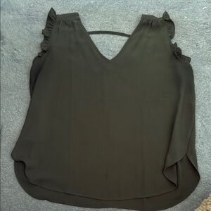 LOFT Olive Ruffle Sleeve Blouse